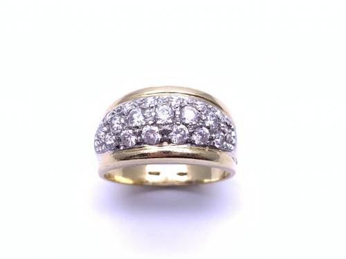 18ct Yellow Gold CZ Pave Dome Ring