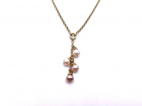 9ct Yellow Gold Pearl Necklet 20 Inch