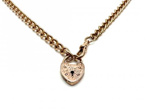 9ct Rose Gold Padlock Pendant & Chain