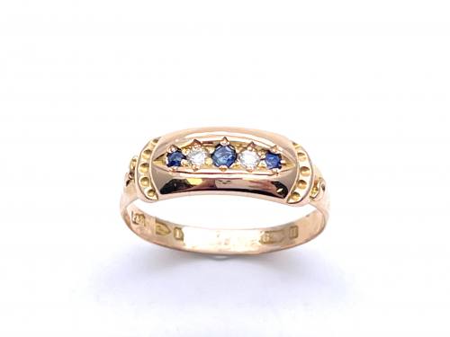 15ct Sapphire & Diamond 5 Stone Ring 1891