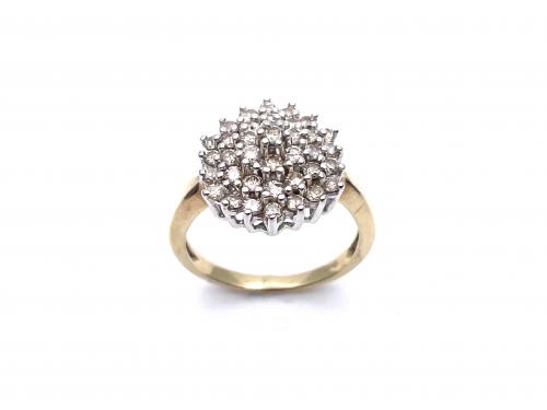 9ct Yellow Gold Diamond Cluster Ring