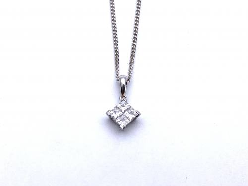 18ct White Gold Diamond Pendant & Chain