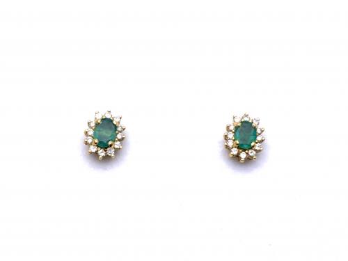 Emerald & Diamond Cluster Earrings