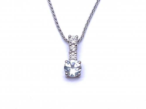 Platinum Aquamarine & Diamond Pendant 0.30ct