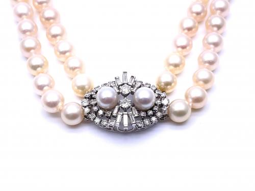 Diamond & Cultured Pearl Double String