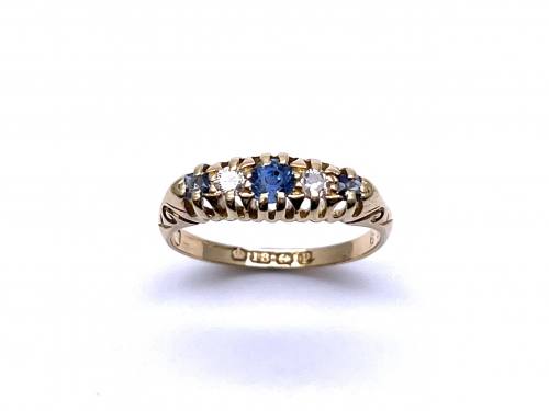 18ct Sapphire & Diamond 5 Stone Ring 1914