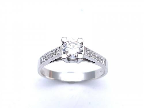 14ct White Gold CZ Solitaire Ring