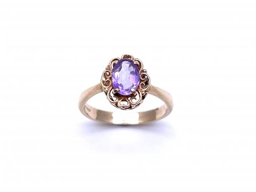 9ct Yellow Gold Amethyst Solitaire Ring