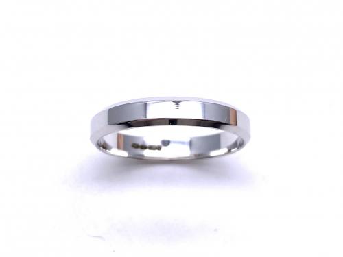 9ct White Gold Bevelled Wedding Ring 4mm