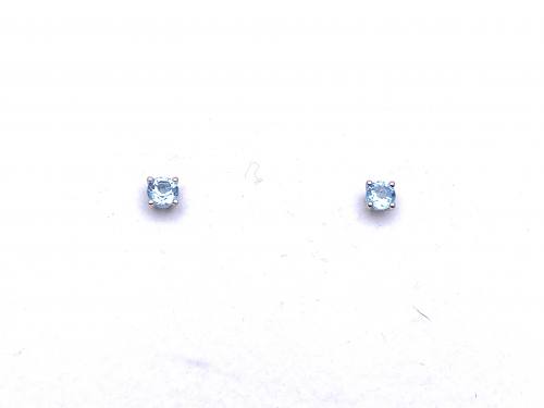 Silver Blue Topaz Stud Earrings 4mm