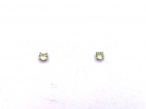 Silver Peridot Stud Earrings 4mm