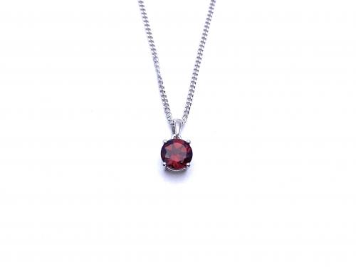 Silver Garnet Pendant and Chain