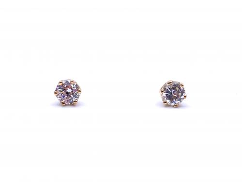 18ct CZ Solitaire Stud Earrings