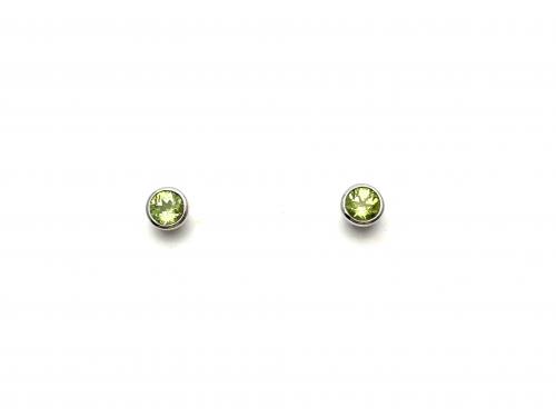 Silver Peridot Stud Earrings 4mm