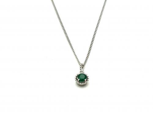 Silver Emerald Pendant and Chain