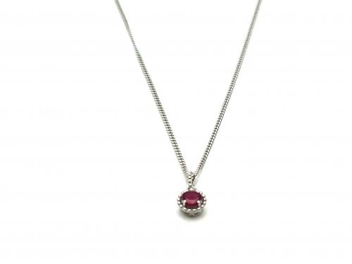 Silver Ruby Pendant and Chain