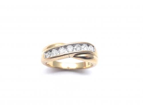 18ct Yellow Gold Diamond Crossover Ring