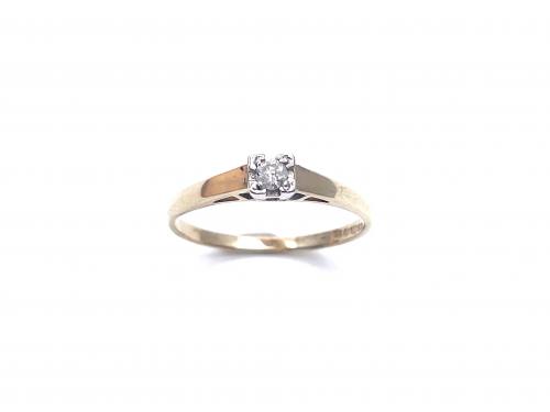 9ct Yellow Gold Diamond Soliatre Ring