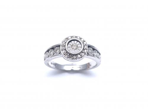 9ct White Gold Diamond Solitaire Ring