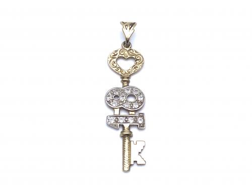 9ct Yellow Gold CZ 18 Key Pendant