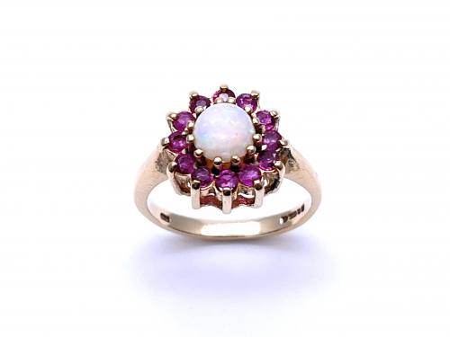 9ct Opal & Ruby Cluster Ring