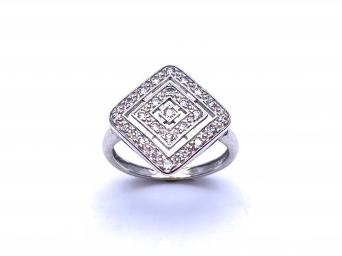 9ct White Gold CZ Dress Ring