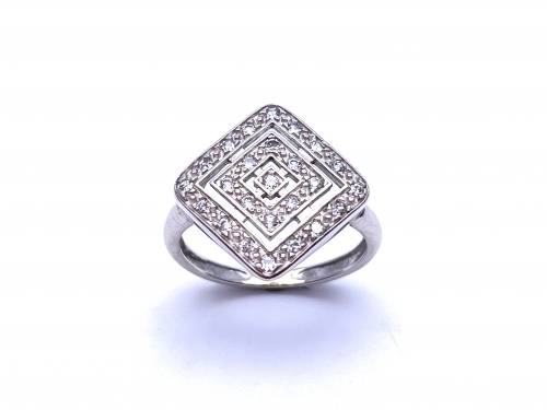 9ct White Gold CZ Dress Ring