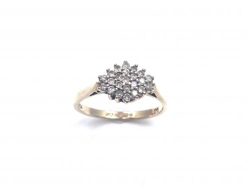 9ct Yellow Gold Diamond Cluster Ring