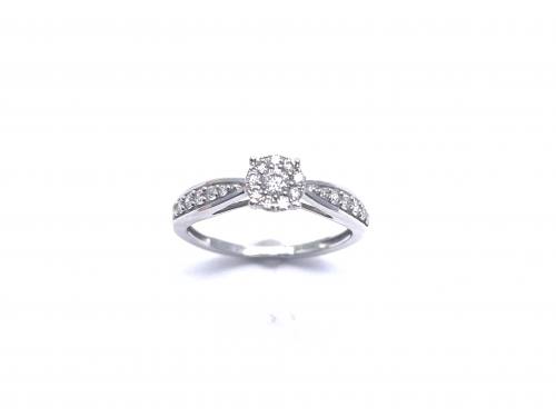 9ct White Gold Diamond Cluster Ring