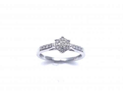 9ct White Gold Diamond Cluster Ring