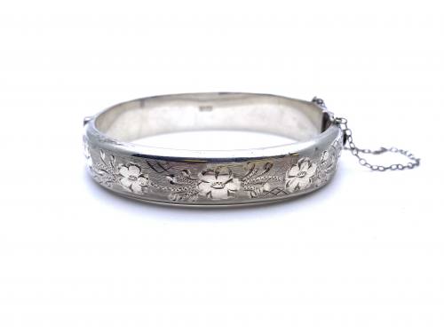 Silver Hinged Engraved Bangle 1969