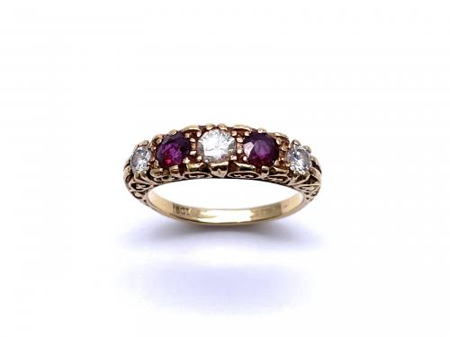 18ct Garnet and Diamond Five Stone Ring