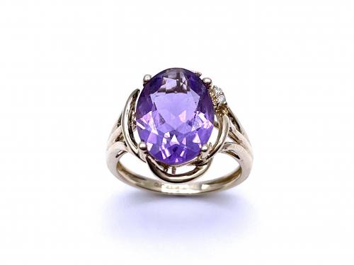 9ct Amethyst & Diamond Dress Ring