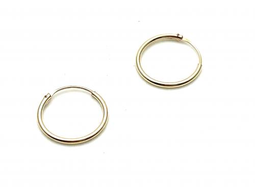 9ct Yellow Gold plain Hinged Sleeper Earrings 10mm