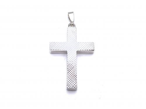 Silver Heavy Crosshatch Cross Pendant