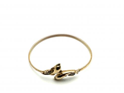 9ct Diamond Dolphin Torque Bangle