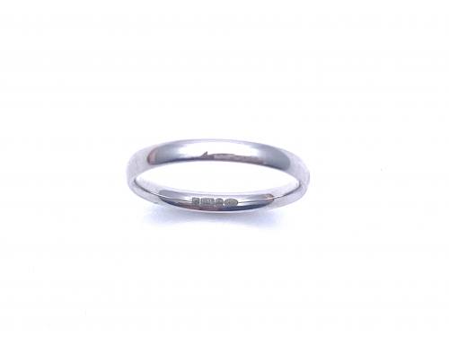 9ct White Gold Slight Court Wedding Ring 2mm J