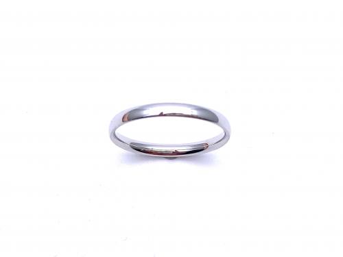 9ct White Gold Slight Court Wedding Ring 2mm M