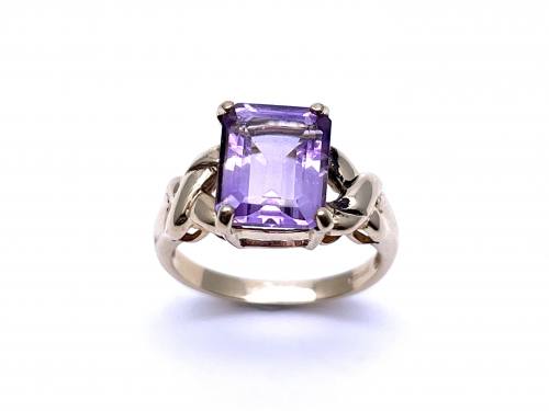 9ct Yellow Gold Amethyst Solitaire Ring