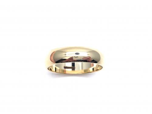 9ct Yellow Gold D Shaped Plain Wedding Ring 6mm