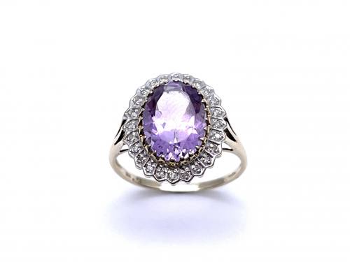 9ct Amethyst & Diamond Dress Ring