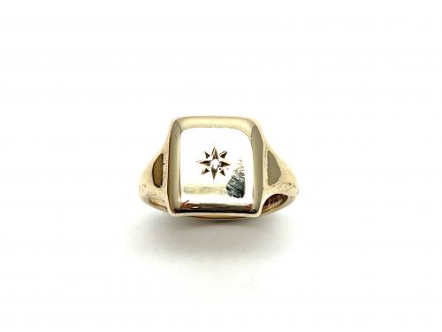 9ct Yellow Gold Diamond Signet Ring