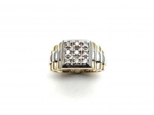 14ct White Gold Diamond Signet Ring