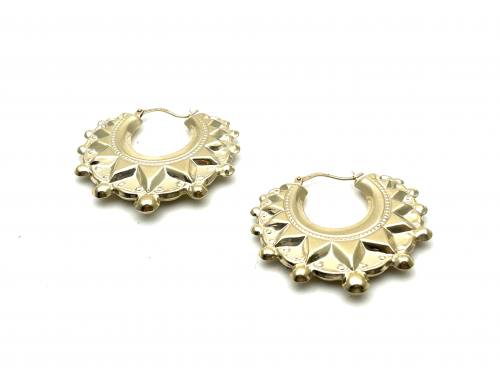 9ct Yellow Gold Creole Hoop Earrings 35mm