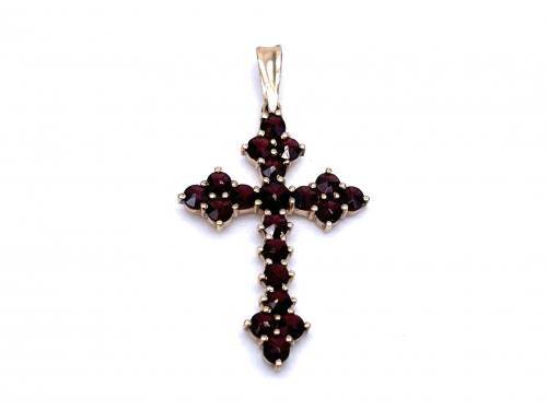 9ct Yellow Gold Garnet Cross Pendant