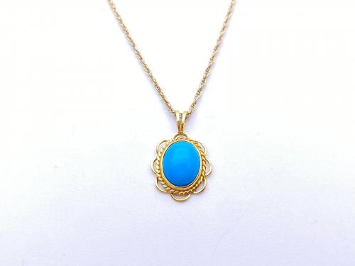 9ct Turquoise Pendant & Chain