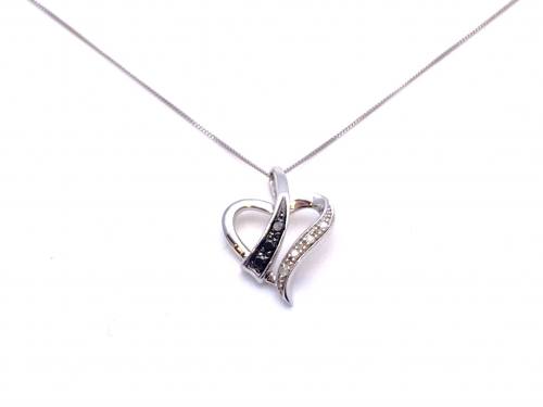 9ct White Gold Diamond Heart Pendant