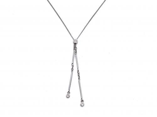9ct White Gold Diamond Drop Pendant