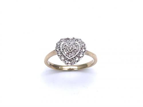 9ct Diamond Heart Shaped Cluster Ring