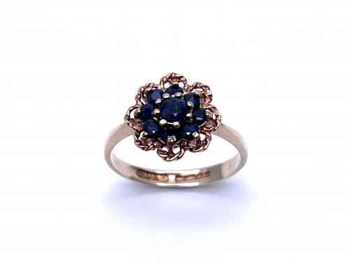 9ct Sapphire Flower Cluster Ring